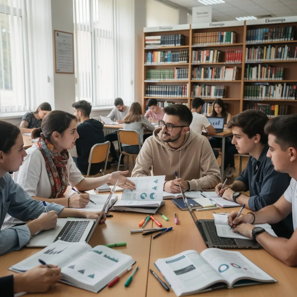 Ilustracija osobe koja pravi budžet koristeći papir i olovku.